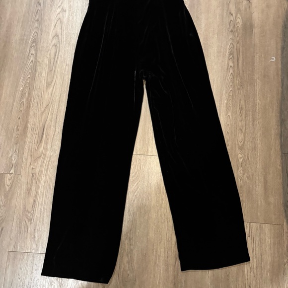 Vintage 90s Tweeds Silk Black Velvet Wide Leg Jumpsuit Jumper - Picture 4 of 15